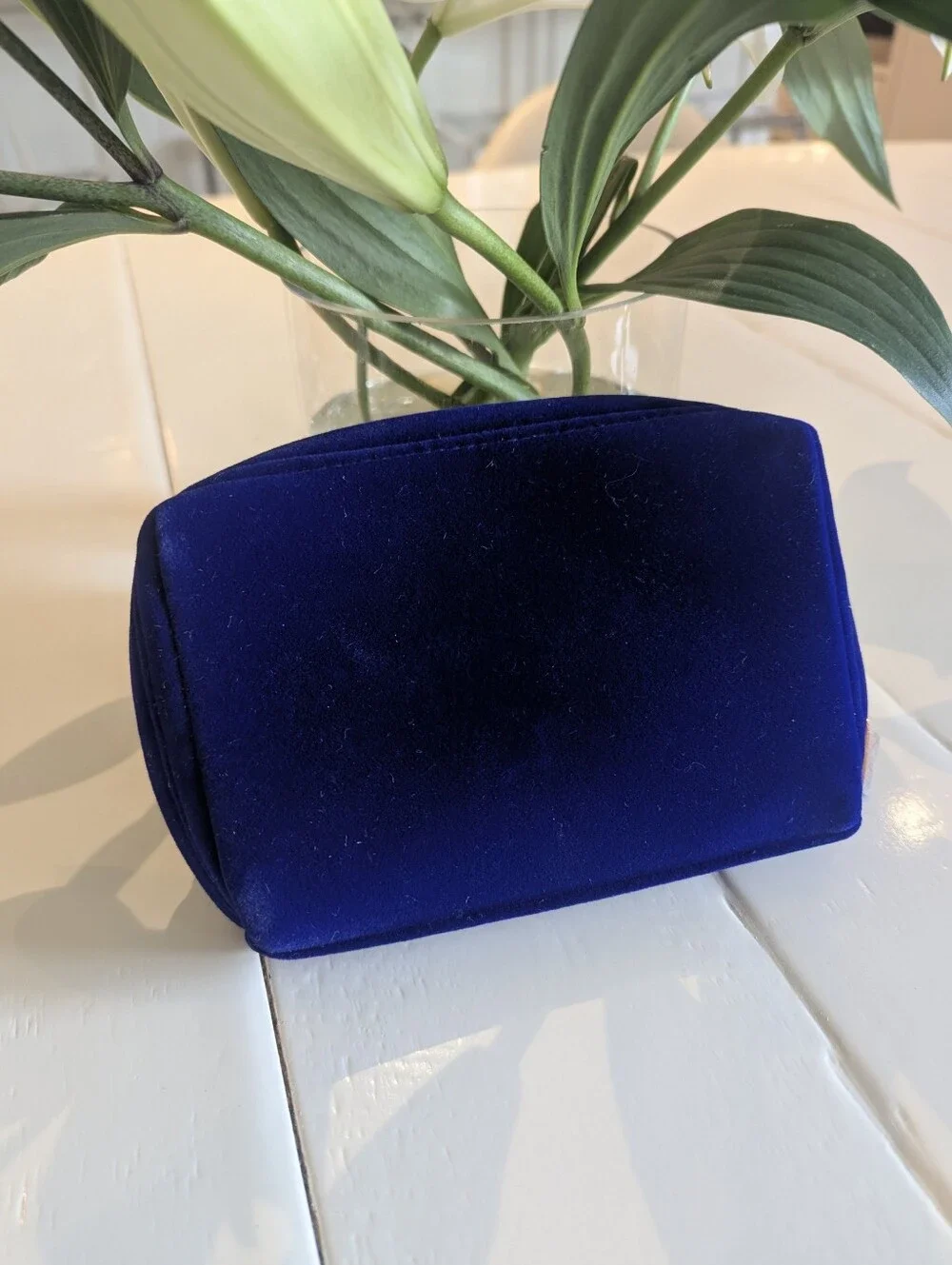 NEW deep Blue Velvet Zippered Pouch / Clutch - Picture 2 of 4